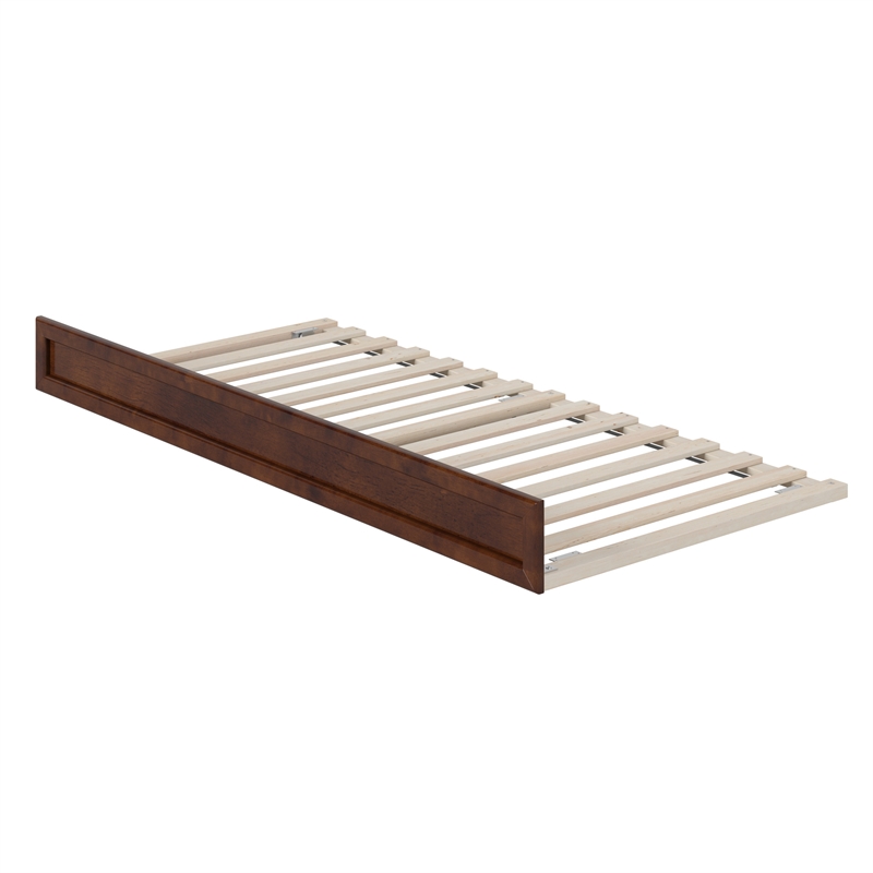 AFI Twin XL Size Solid Wood Mid-Century Modern Trundle in Walnut Brown
