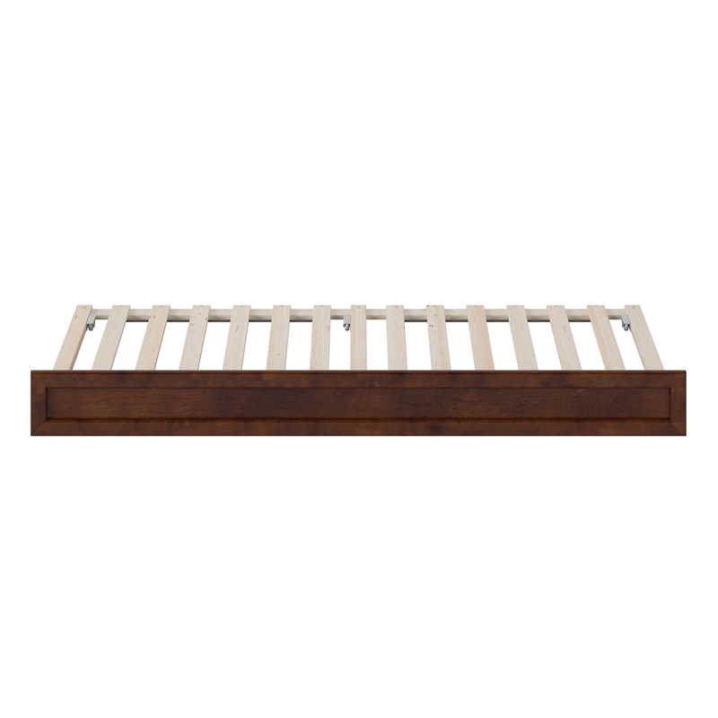 AFI Twin XL Size Solid Wood Mid-Century Modern Trundle in Walnut Brown