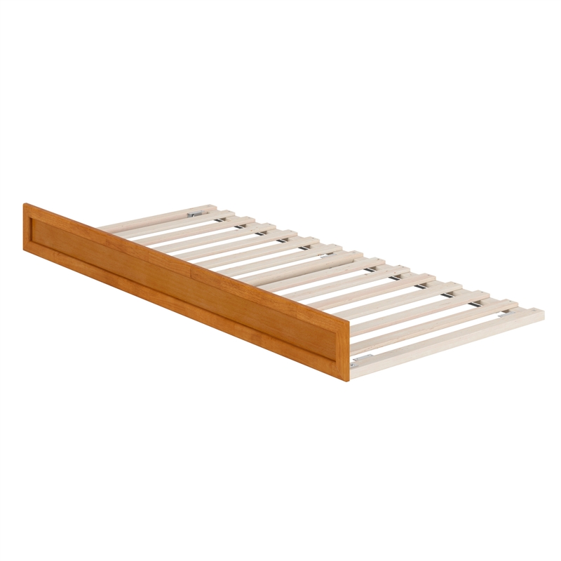 Twin XL Solid Wood Mid-Century Modern Trundle in Light Toffee