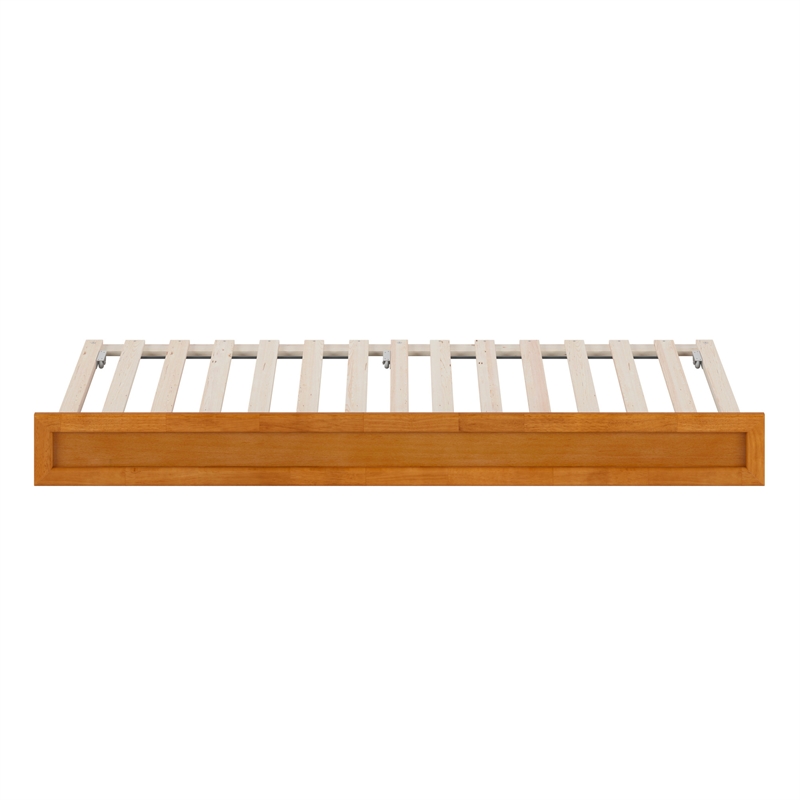 Twin XL Solid Wood Mid-Century Modern Trundle in Light Toffee