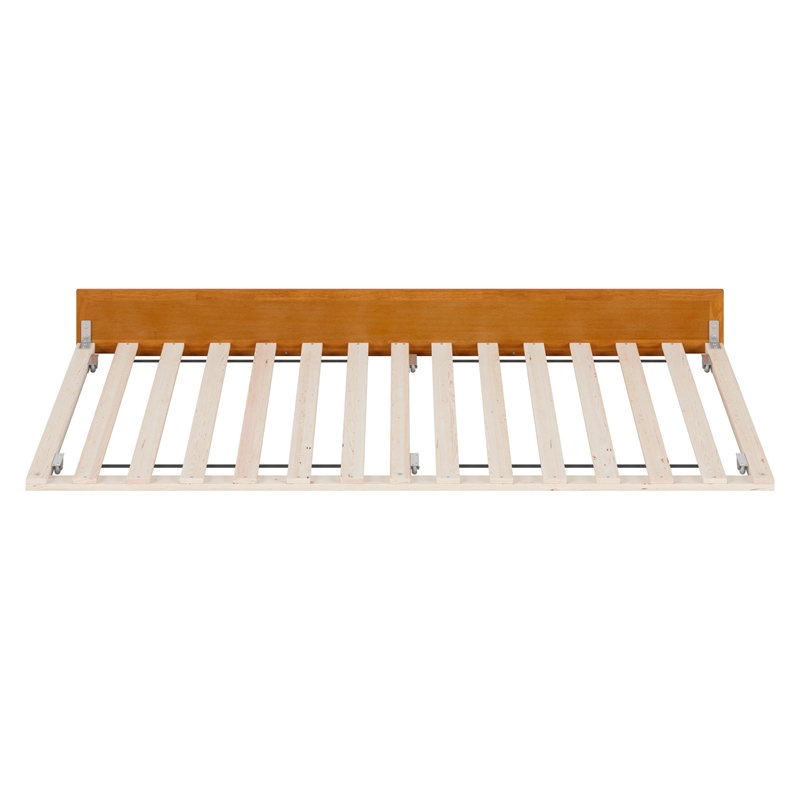 Twin XL Solid Wood Mid-Century Modern Trundle in Light Toffee