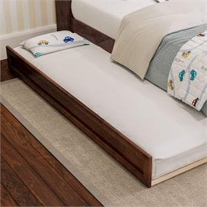 AFI Twin Mid-Century Solid Hardwood Modern Trundle in Walnut Brown