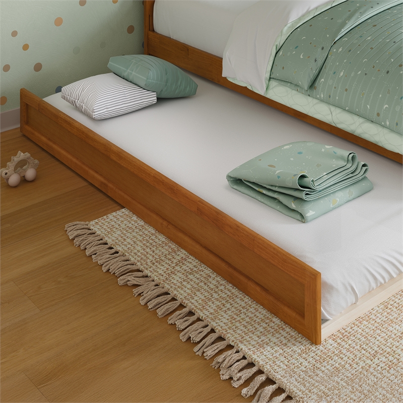 AFI Twin Mid-Century Modern Solid Wood Trundle in Light Toffee