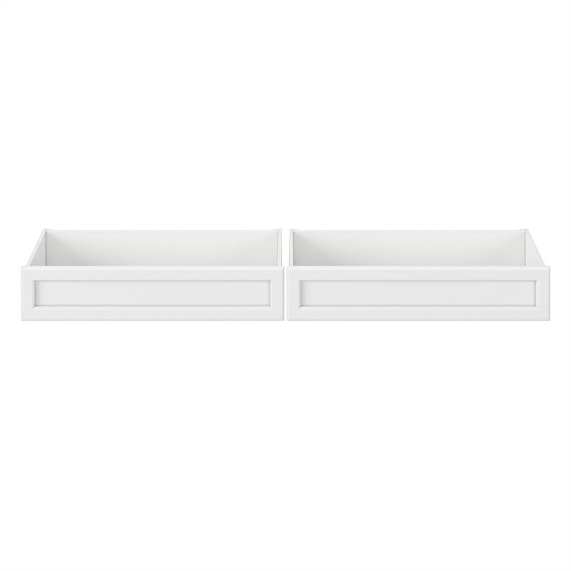 Twin-Full Solid Wood Mid-Century Modern Under Bed Storage Drawers in White
