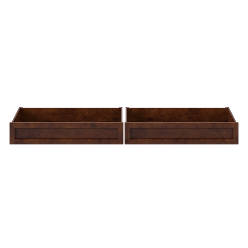 Queen-King-Twin XL Wood Mid-Century Modern Under Bed Storage Drawers in Walnut