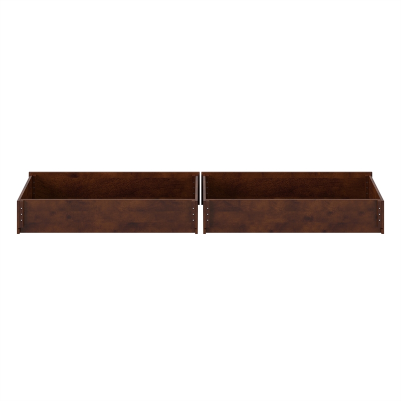 Queen-King-Twin XL Wood Mid-Century Modern Under Bed Storage Drawers in Walnut