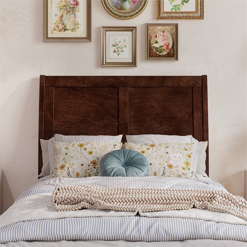 Andorra Twin XL Wood Platform Bed with Panel Footboard & Drawers in Walnut