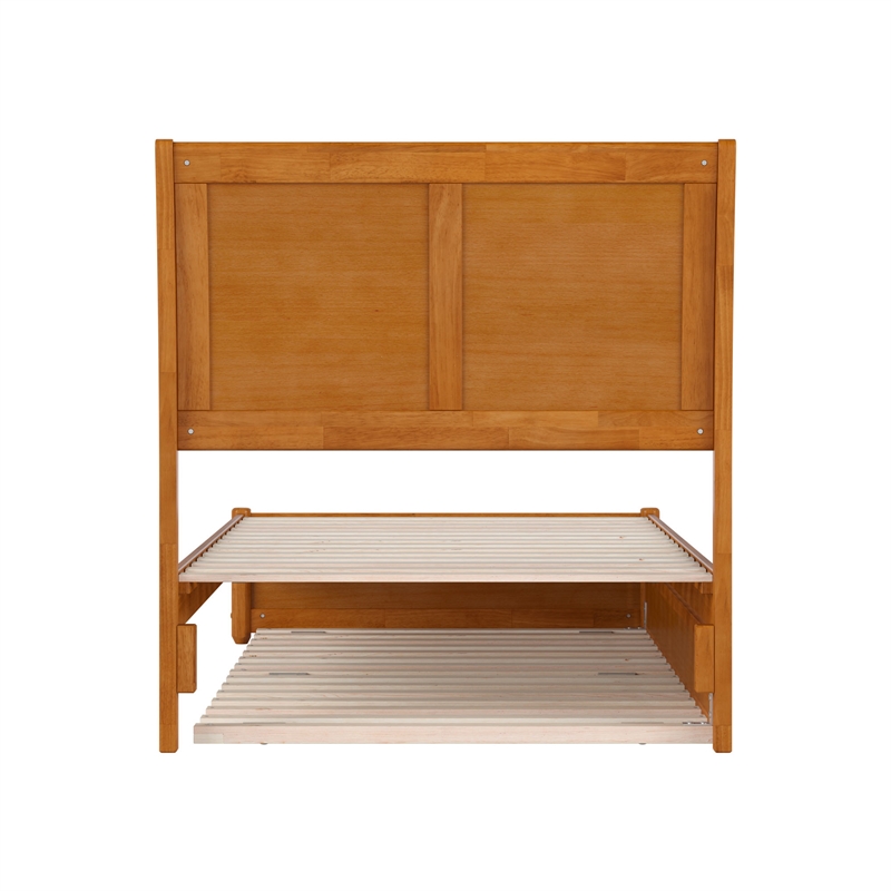 Andorra Twin XL Platform Bed with Panel Footboard & TXL Trundle in Light Toffee