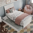 Andorra Twin Wood Platform Bed with Panel Footboard and Twin Trundle in White