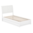 Andorra Twin Wood Platform Bed with Panel Footboard and Twin Trundle in White