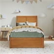 Andorra Twin Platform Bed with Panel Footboard & Twin Trundle in Light Toffee