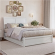 Andorra Full Wood Platform Bed with Panel Footboard and Twin Trundle in White