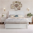 Andorra Full Wood Platform Bed with Panel Footboard and Twin Trundle in White