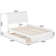 Andorra Full Wood Platform Bed with Panel Footboard and Twin Trundle in White