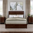 Andorra Queen Wood Platform Bed with Panel Footboard & Twin XL Trundle in Walnut