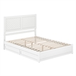 Clayton Queen Wood Platform Bed with Panel Footboard & Storage Drawers in White