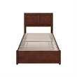 Clayton Twin Wood Platform Bed with Panel Footboard and Twin Trundle in Walnut