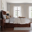 Clayton Queen Wood Platform Bed with Panel Footboard & Twin XL Trundle in Walnut