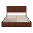 Clayton King Wood Platform Bed with Panel Footboard & Twin XL Trundle in Walnut