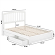 Lucia Full Platform Bed with Panel Footboard & 2 Storage Drawers in White
