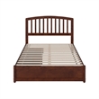 Lucia Full Platform Bed with Panel Footboard & 2 Storage Drawers in Walnut