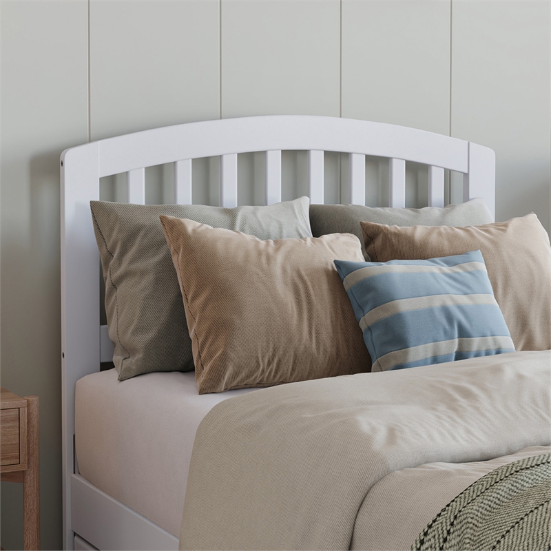 Lucia Twin XL Wood Platform Bed with Panel Footboard & Twin XL Trundle in White