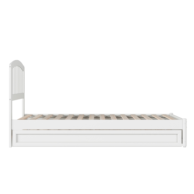 Lucia Twin XL Wood Platform Bed with Panel Footboard & Twin XL Trundle in White