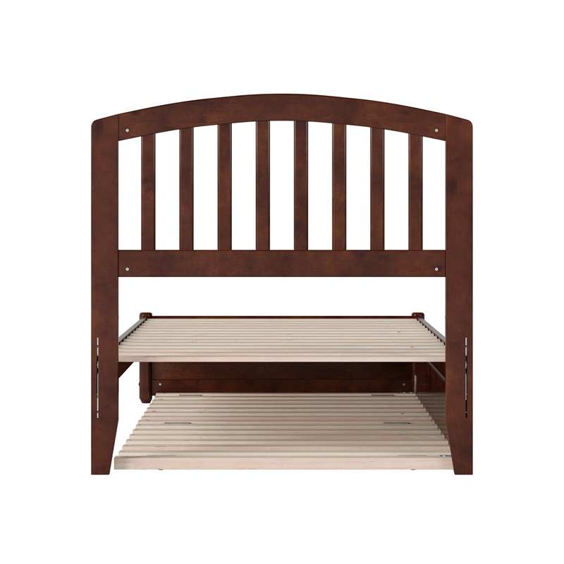 Lucia Twin XL Wood Platform Bed with Panel Footboard & Twin XL Trundle in Walnut