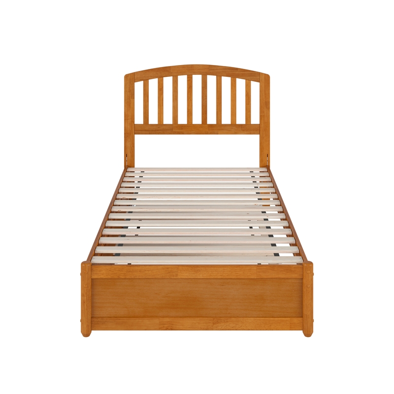 Lucia Twin XL Platform Bed with Panel Footboard & TXL Trundle in Light Toffee