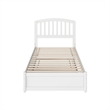 Lucia Twin Wood Platform Bed with Panel Footboard and Twin Trundle in White
