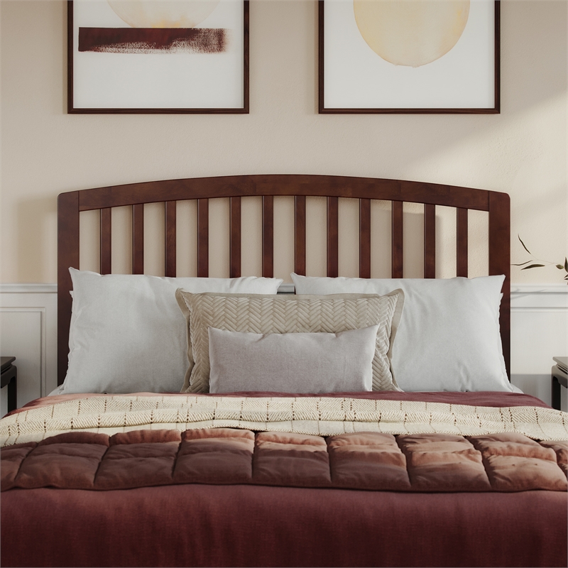 Lucia Queen Wood Platform Bed with Panel Footboard and Twin XL Trundle in Walnut