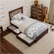 Everett Twin Wood Platform Bed with Panel Footboard & Storage Drawers in Walnut