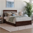 Everett Full Wood Platform Bed with Panel Footboard & Storage Drawers in Walnut