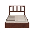 Everett Full Wood Platform Bed with Panel Footboard & Storage Drawers in Walnut
