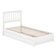 Everett Twin XL Wood Platform Bed with Panel Footboard &  Trundle in White