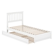 Everett Twin XL Wood Platform Bed with Panel Footboard &  Trundle in White