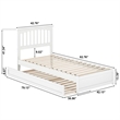 Everett Twin XL Wood Platform Bed with Panel Footboard &  Trundle in White