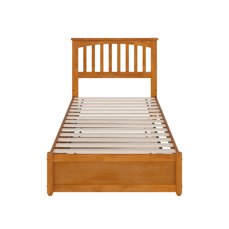 Everett Twin XL Platform Bed with Panel Footboard & TXL Trundle in Light Toffee