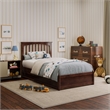 Everett Twin Wood Platform Bed with Panel Footboard and Twin Trundle in Walnut