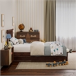Everett Twin Wood Platform Bed with Panel Footboard and Twin Trundle in Walnut