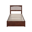 Everett Twin Wood Platform Bed with Panel Footboard and Twin Trundle in Walnut