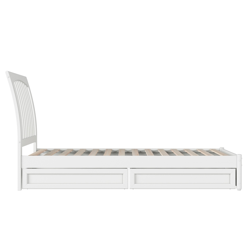 Roslyn Twin XL Platform Bed with Panel Footboard & 2 Storage Drawers in White