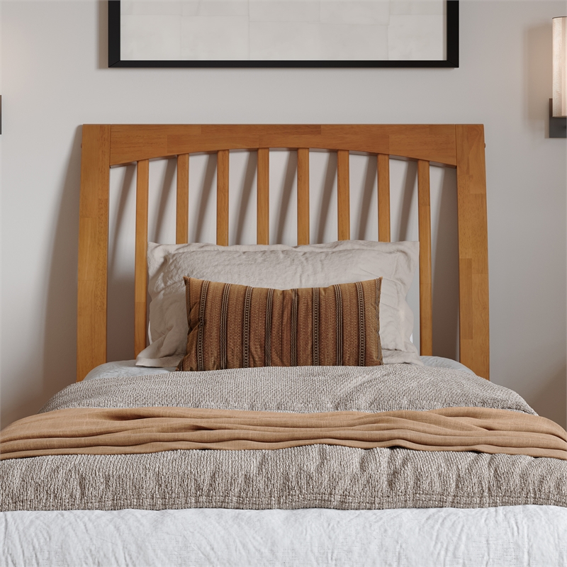 Roslyn Twin XL Platform Bed Panel Footboard & 2 Storage Drawers in Light Toffee