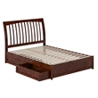 Roslyn Full Platform Bed with Panel Footboard & 2 Storage Drawers in Walnut