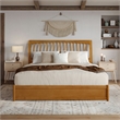 Roslyn King Platform Bed w Panel Footboard & 2 Storage Drawers in Light Toffee