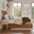 Roslyn King Platform Bed w Panel Footboard & 2 Storage Drawers in Light Toffee