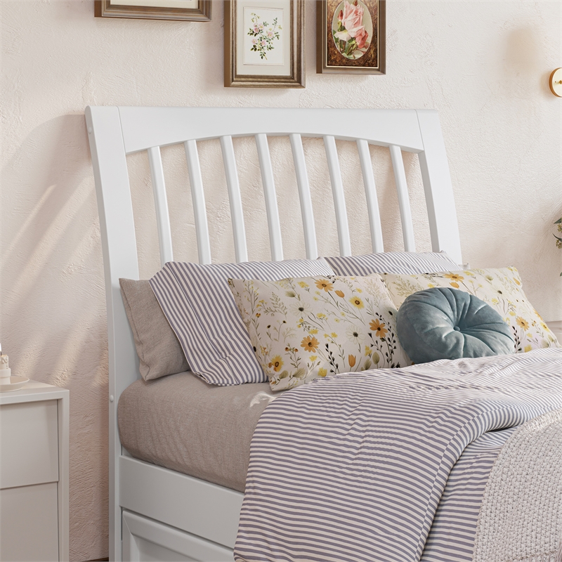 Roslyn Twin XL Wood Platform Bed with Panel Footboard & Twin XL Trundle in White