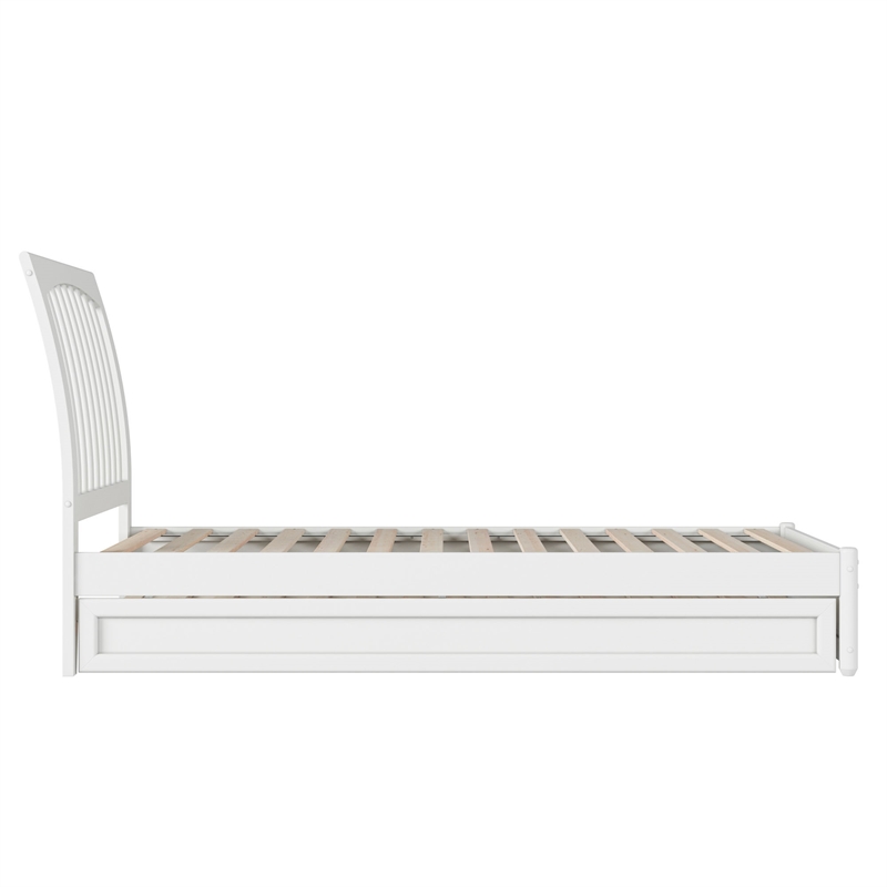 Roslyn Twin XL Wood Platform Bed with Panel Footboard & Twin XL Trundle in White