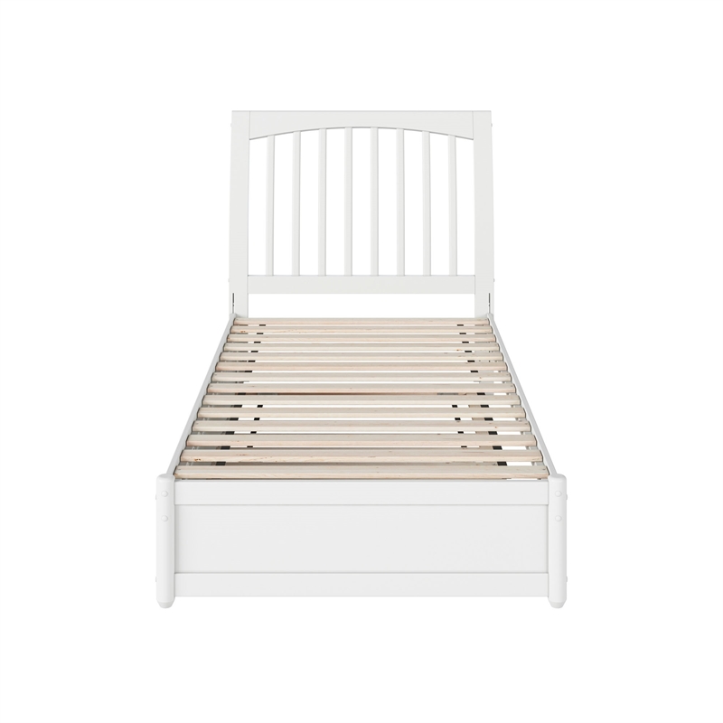 Roslyn Twin Wood Platform Bed with Panel Footboard and Twin Trundle in White