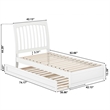 Roslyn Twin Wood Platform Bed with Panel Footboard and Twin Trundle in White